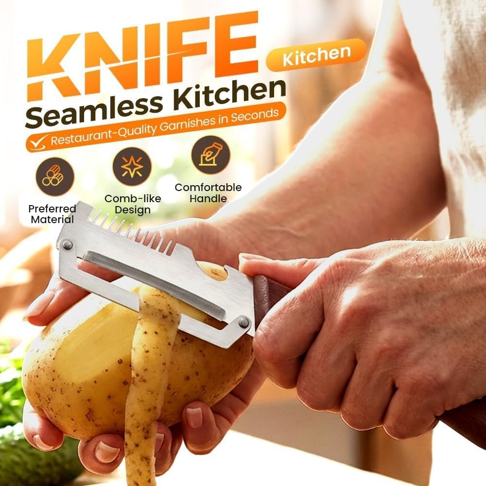 2026 Premium Vegetable Peeler with Wooden Handle & Built-in Bottle Opener, Multi-Functional Kitchen Peeler, Practical Kitchen Gadget for Potato, Carrot, Fruit and Pumpkin Peeling (3) - Image 2