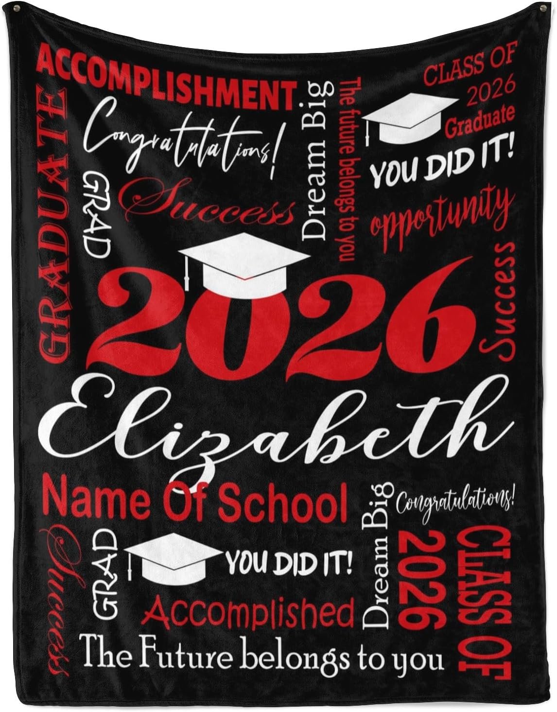 Dr.TOUGH Custom Graduation Gift Blanket with Text Personalized Class of 2026 Graduation Blankets for High School - Image 2