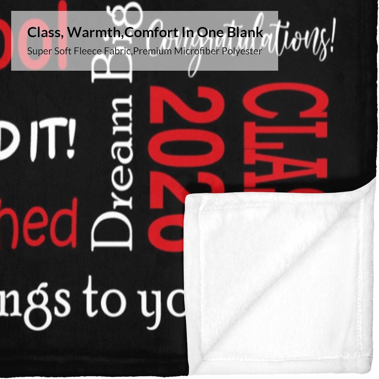 Dr.TOUGH Custom Graduation Gift Blanket with Text Personalized Class of 2026 Graduation Blankets for High School - Image 4