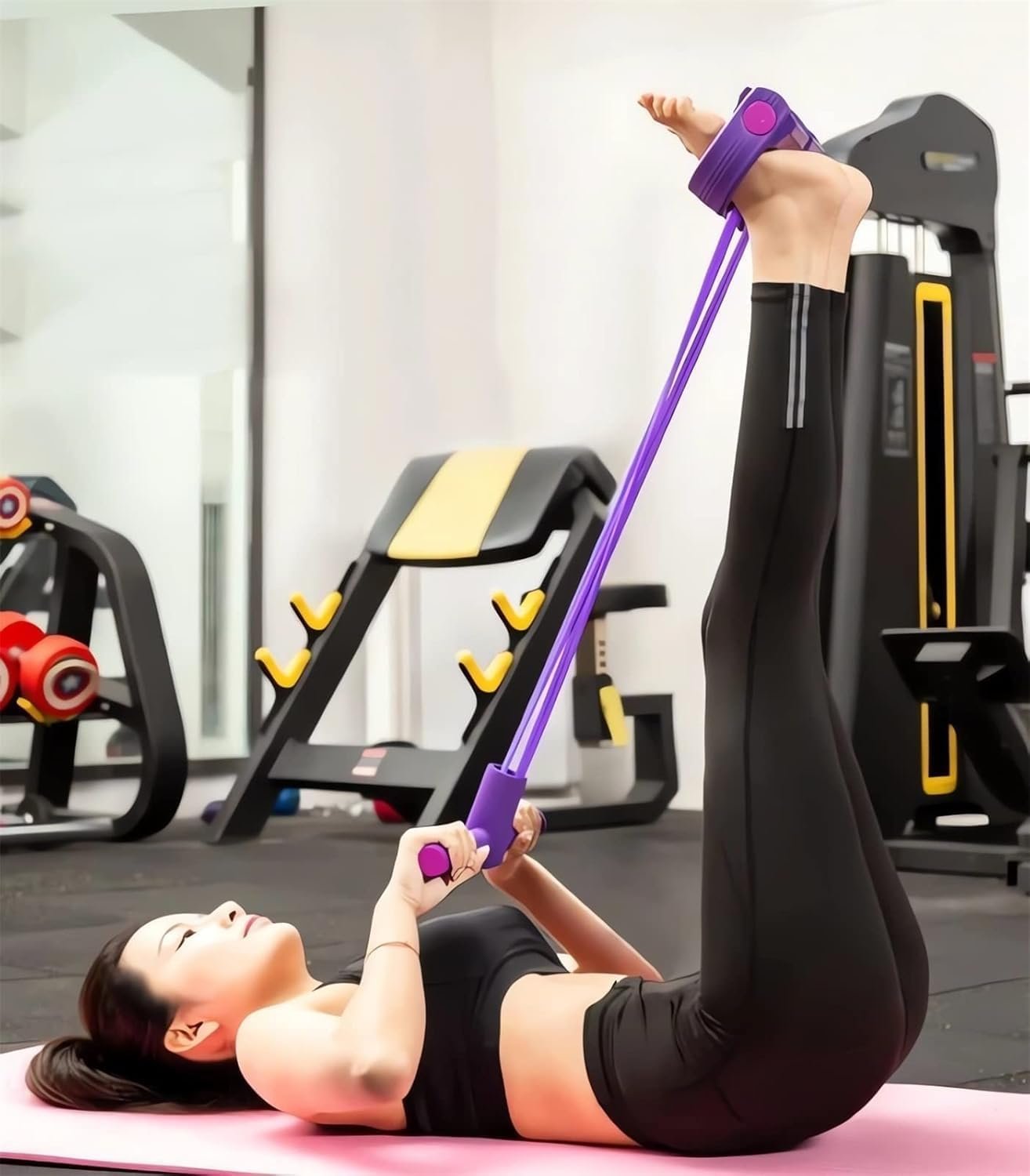 21 Fitness Resistance Bands-4 Tube Pedal Ankle Puller - New Sit up Leg Stretch Rope Exercise Bands with Handles, Stretching Workout Fitness Bands for Arm Weights Exercise Equipment - Image 2