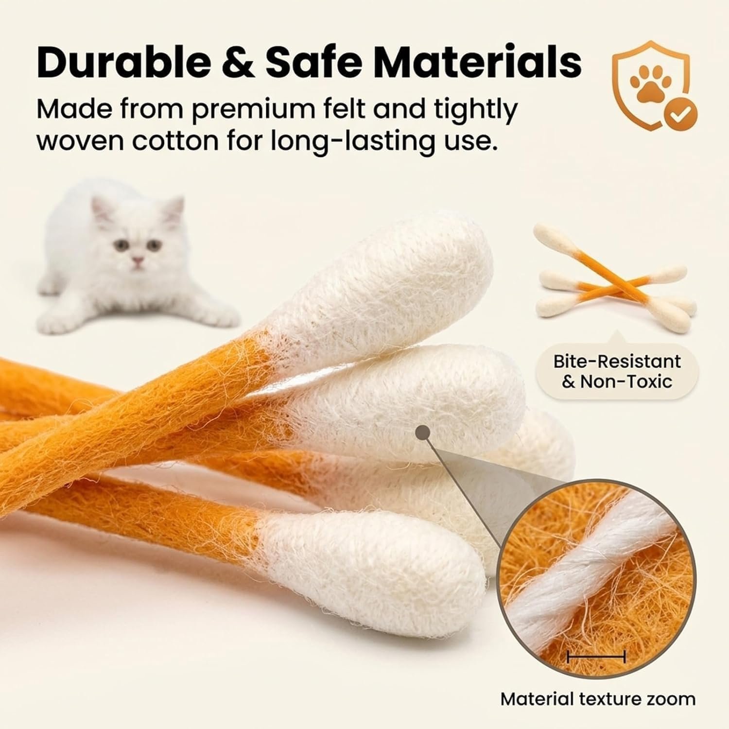 6 Pack Giant Cotton Swab Cat Toys with Catnip, Cat Qtip Toy, Durable Interactive Kitten Chew Sticks for Dental Teething & Indoor Boredom Relief, Fun Kicker Toy for Cats & Ideal Gift for Pet Lovers - Image 4