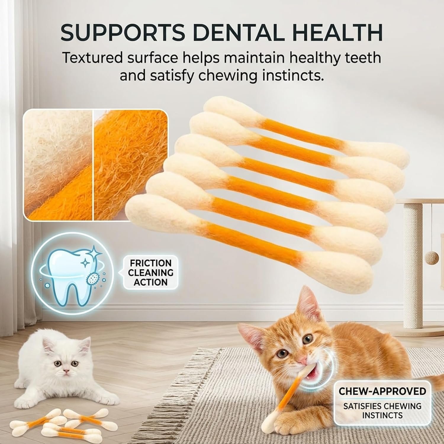6 Pack Giant Cotton Swab Cat Toys with Catnip, Cat Qtip Toy, Durable Interactive Kitten Chew Sticks for Dental Teething & Indoor Boredom Relief, Fun Kicker Toy for Cats & Ideal Gift for Pet Lovers - Image 7