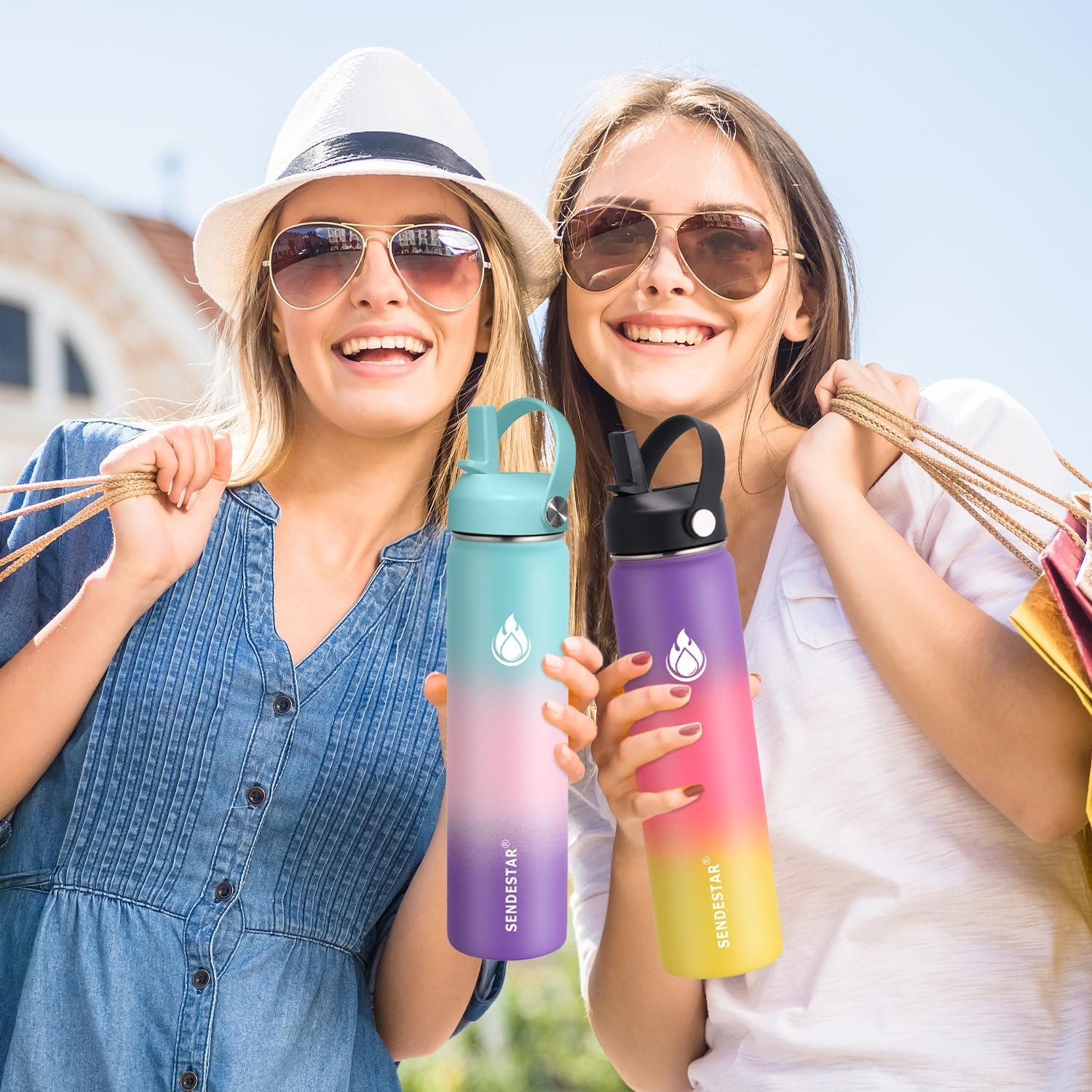 SENDESTAR Insulated Water Bottle 40 oz with Straw, Stainless Steel Wide Mouth Water Bottle, Double Wall Vacuum Leak Proof with Straw Lid & Spout Lid for Sports or Office, Keep Cold or Hot Up to 24 Hrs - Image 8