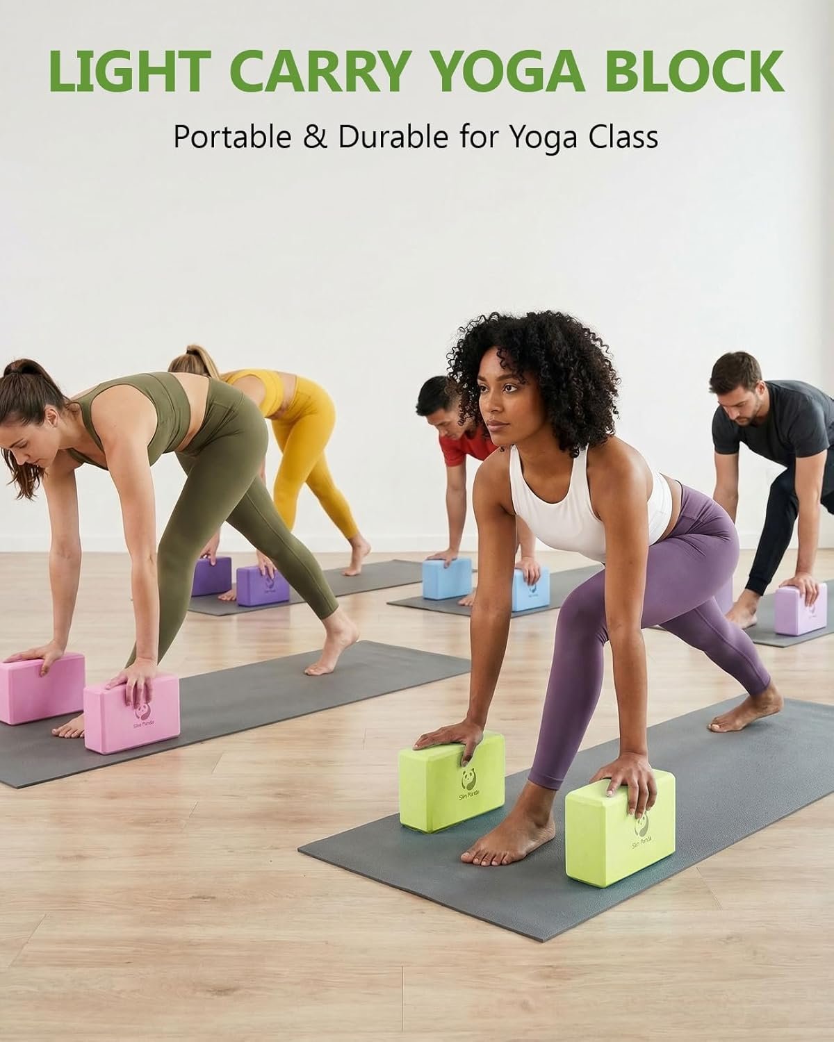 Slim Panda Yoga Blocks Set of 2,Durable 9x3x6 inch Eco-friendly EVA Foam Block,Non-Slip,Easy Grip,High Density Yoga Bricks for Yoga,Pilates,Balance,Stability,Stretching,Meditation - Image 5