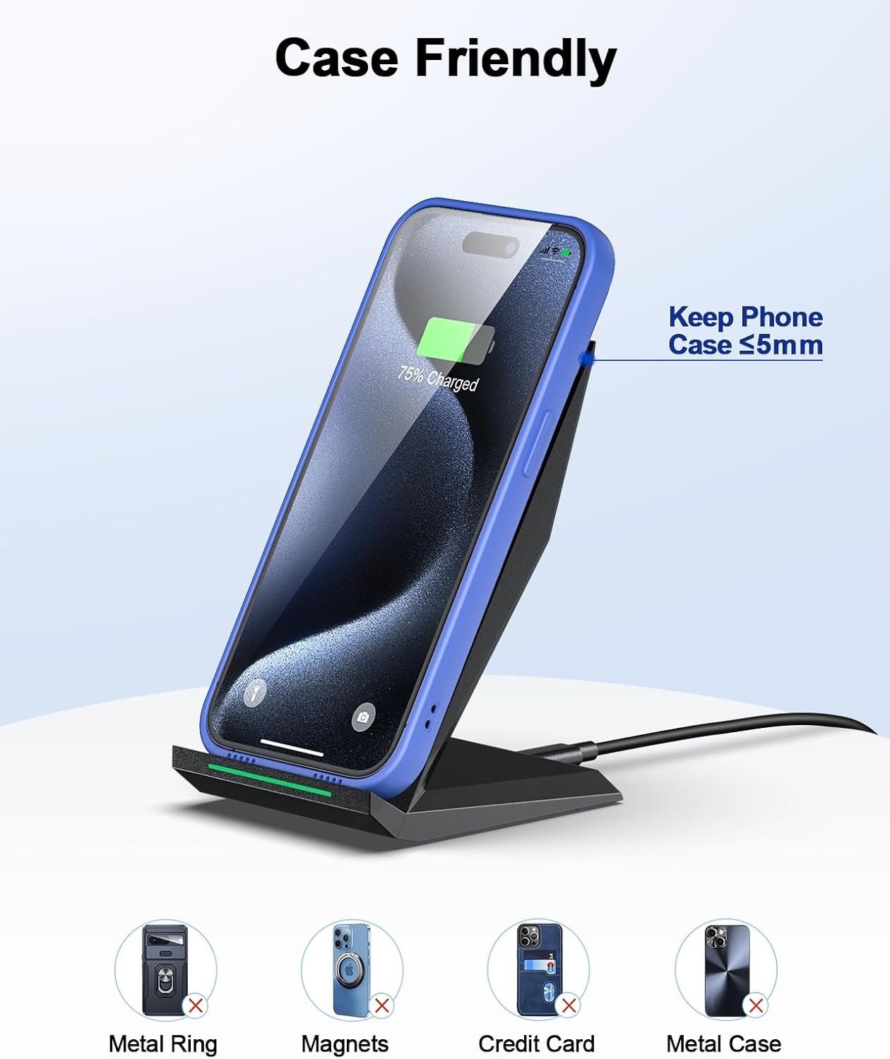 NANAMI Wireless Charger,15W Max Fast Wireless Charging Stand for iPhone 17 16 15 14 13 12 11 Pro Max XS 8,Phone Charger Station for Samsung Galaxy S26 S25 S24 S23 S22 Ultra S21 S20 S10,Pixel 9 8 7 6 5 - Image 6