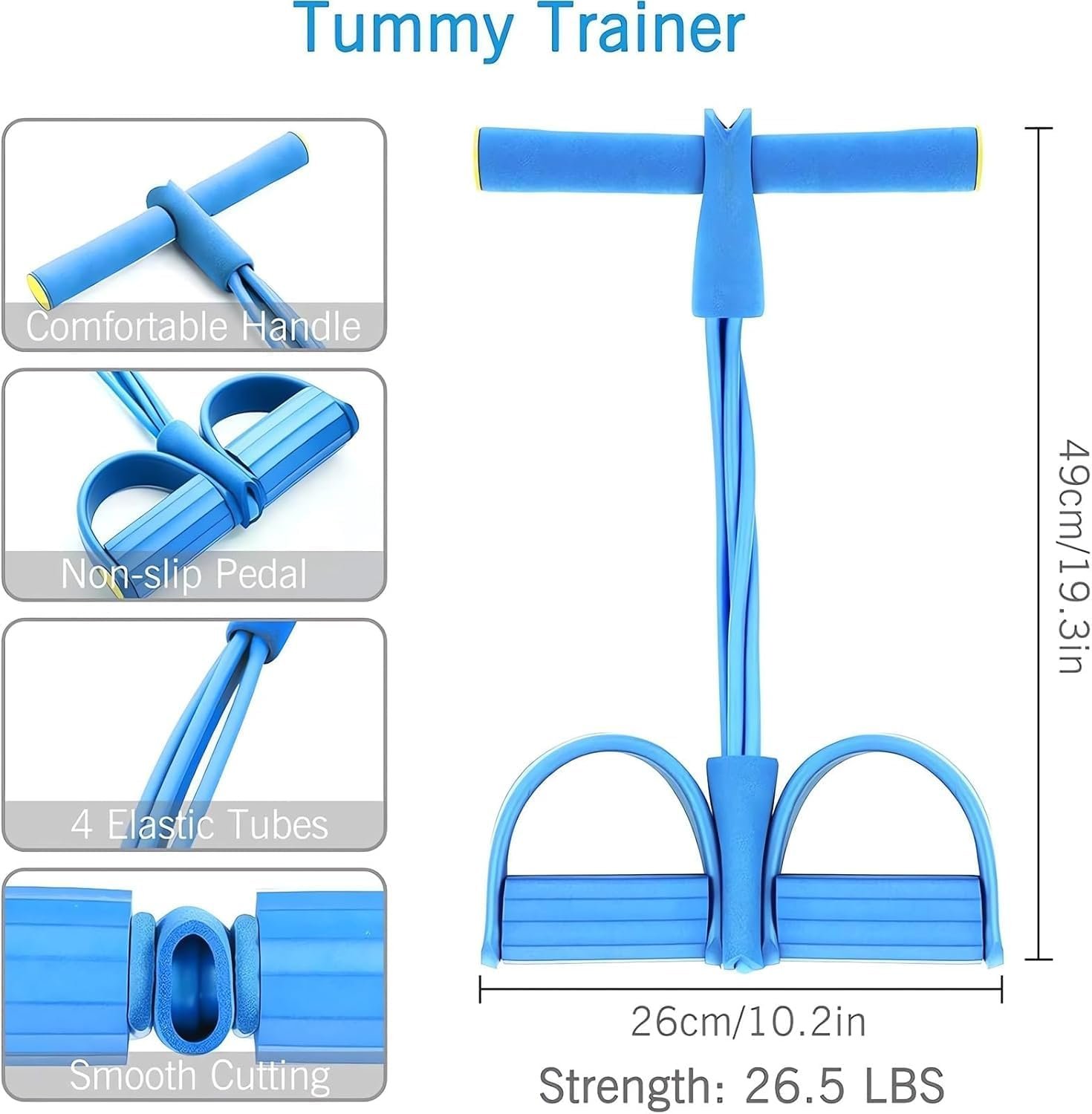 21 Fitness Resistance Bands-4 Tube Pedal Ankle Puller - New Sit up Leg Stretch Rope Exercise Bands with Handles, Stretching Workout Fitness Bands for Arm Weights Exercise Equipment - Image 7