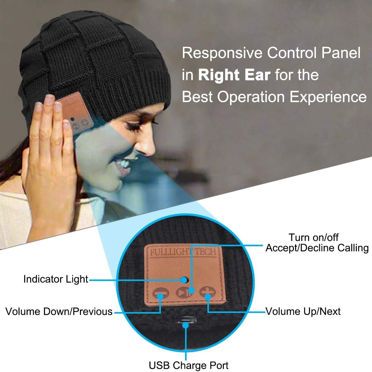 Bluetooth Beanie Hat Headphones Unique Tech Gifts Stocking Stuffer - Image 5