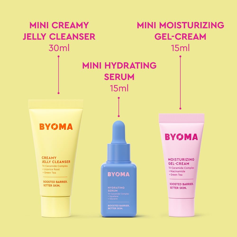 BYOMA So Hydrating Set - Barrier Repair Skincare Set - Creamy Jelly Cleanser, Hydrating Face Serum & Ceramide Face Moisturizer for Dry Skin - Anti Wrinkle, Alcohol Free Skin Care - 30ml, 15ml, 15ml - Image 2