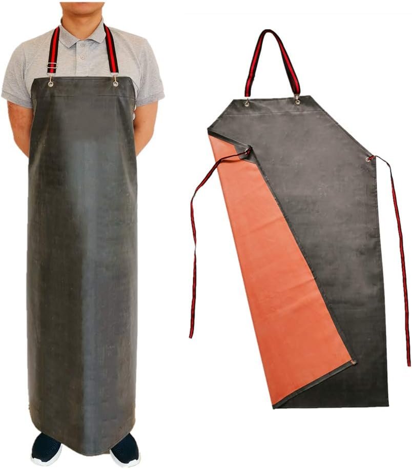 Waterproof Rubber Apron for Butcher, Thick Chemical Resistant Work Aprons - Image 5