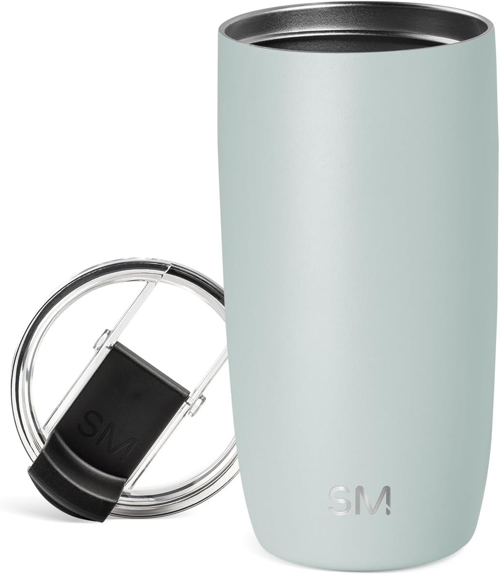 Simple Modern Voyager Tumbler with Flip Lid | Travel Coffee Mug | Insulated Stainless Steel Cold Brew Iced or Hot Coffee Cup | Gifts for Women Men Her Him | 16oz, Sea Glass Sage
