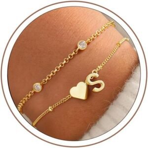 Turandoss Heart Initial Bracelets f...