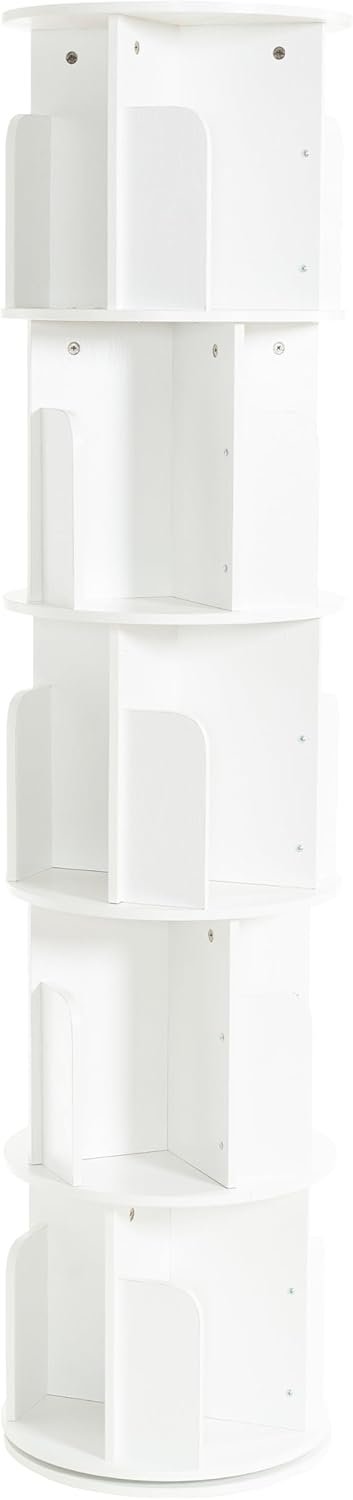 Rotating Bookshelf 5 Tier Tower, Round Spinning Bookcase 360° Revolving, MDF Kids Bookshelf with Adjustable Shelves for Small Spaces, Corner, Office, Easy Assembly Sturdy Organizer - Image 9