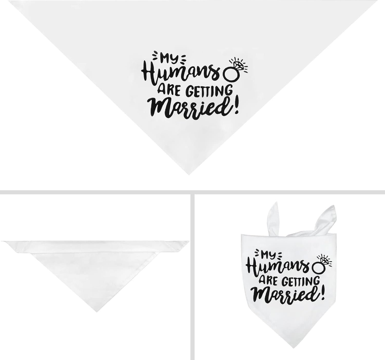 White My Humans are Getting Married Dog Wedding Engagement Bandana,Wedding Photo Photos, LMSHOWOWO Dog Bandana Wedding Engagement Announcement Gifts Pet Scarf Accessories for Dog Lovers, Bridal Shower - Image 3