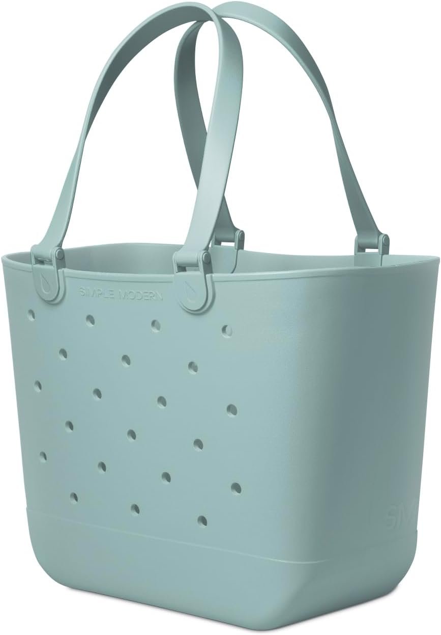 Simple Modern Beach Bag Rubber Tote | Waterproof Extra-Large Tote Bag with Zipper Pocket for Pool, Groceries, Sports | Gifts For Women | Getaway Bag Collection | Sea Glass Sage - Image 4