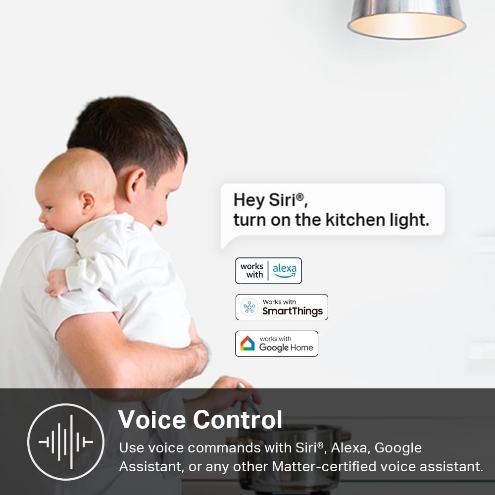 Kasa Matter Smart Wi-Fi Light Switch by TP-Link (KS205P3) - Neutral Wire and 2.4GHz Wi-Fi Connection Required, Works with Apple Home, Alexa & Google Home, No Hub Required, 3-Pack, White - Image 4