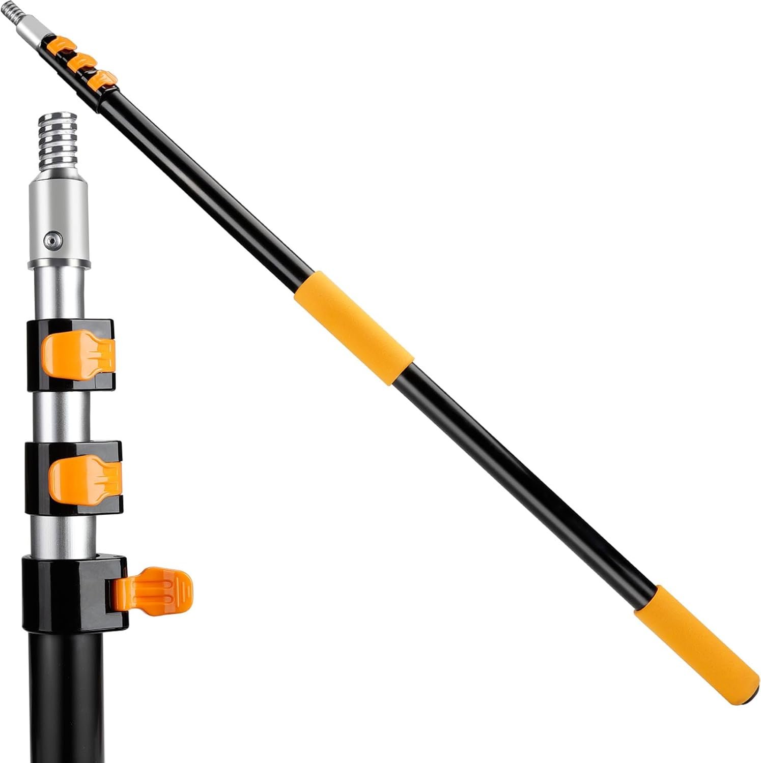 Telescopic Pole, 12FT Telescopic Extension Pole, 3-12FT Multi-Purpose Extension Pole with Universal Metal Tip, Sturdy Extendable Pole, Best Aluminum Paint Roller Extension Pole for Cleaning, Painting