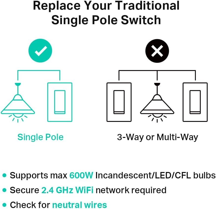 Kasa Matter Smart Wi-Fi Light Switch by TP-Link (KS205P3) - Neutral Wire and 2.4GHz Wi-Fi Connection Required, Works with Apple Home, Alexa & Google Home, No Hub Required, 3-Pack, White - Image 8