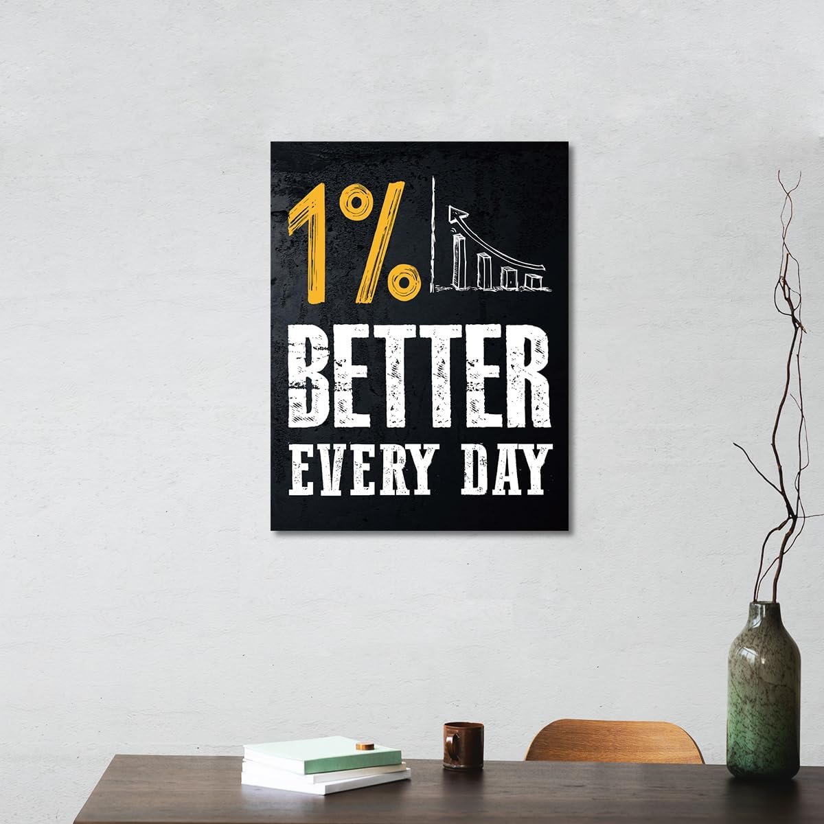 Gwisml Inspirational Canvas Wall Art,1% Better Every Day Motivational Quotes Canvas Frame Painting Prints Posters Artwork For Home Office Wall Decor - Image 4