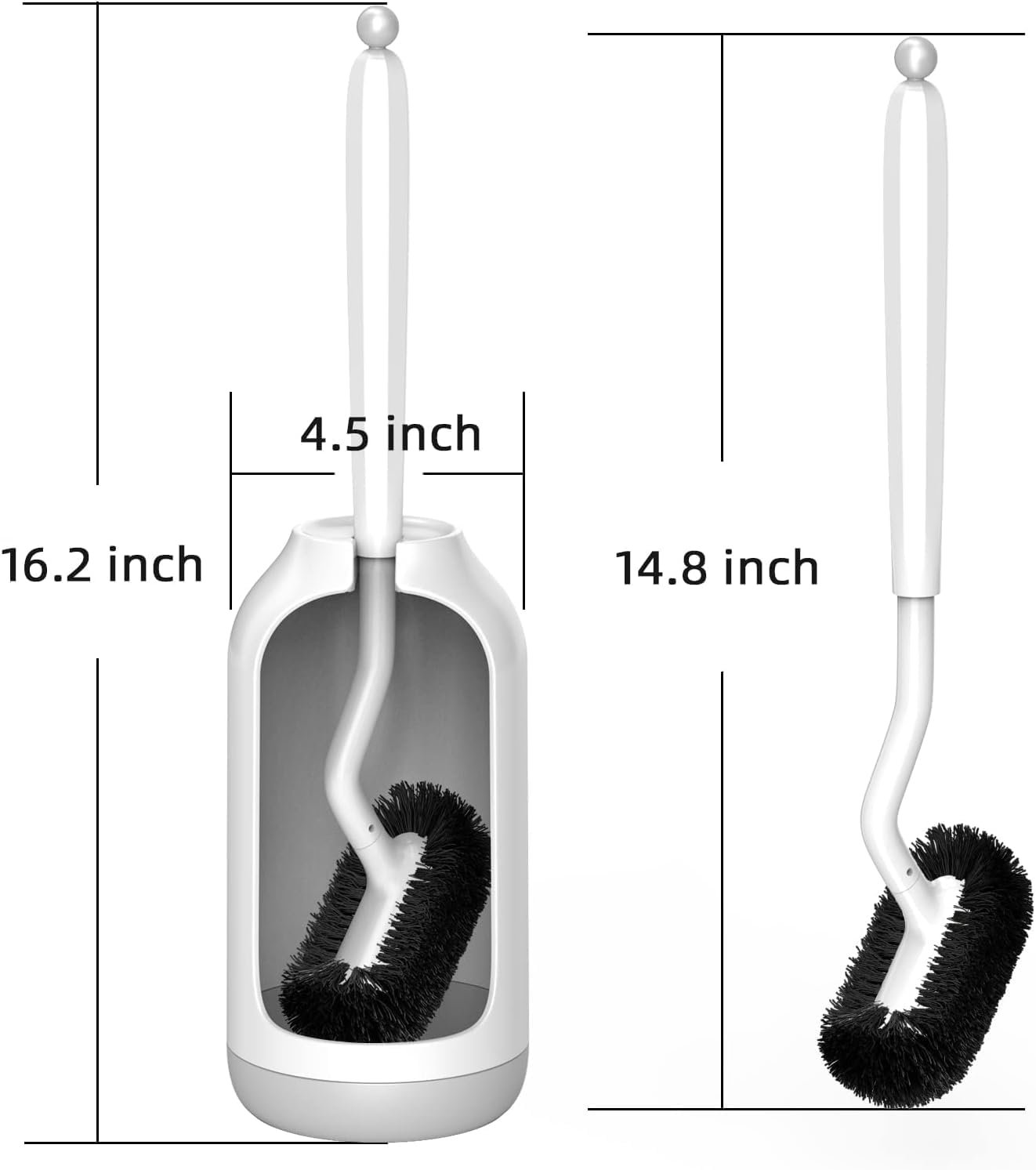 HAMITOR Toilet Brush and Holder Set: Curved Design Bathroom Toilet Bowl Cleaner Brush for Deep Cleaning Under Rim- Flexible Bristles Toilet Scrubber with Long Handle- Modern Travel RV Tools- White - Image 7