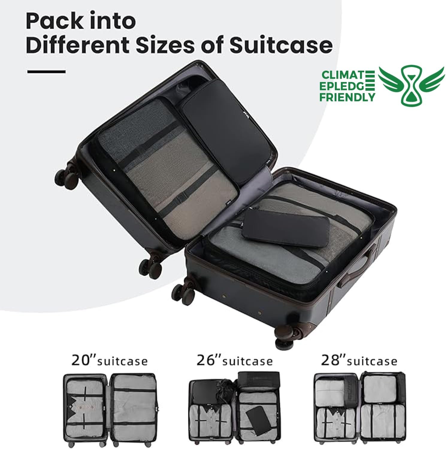 BAGAIL 10 Set Packing Cubes Various Sizes Packing Organizer for Travel Accessories Luggage Carry On Suitcase-Black - Image 7