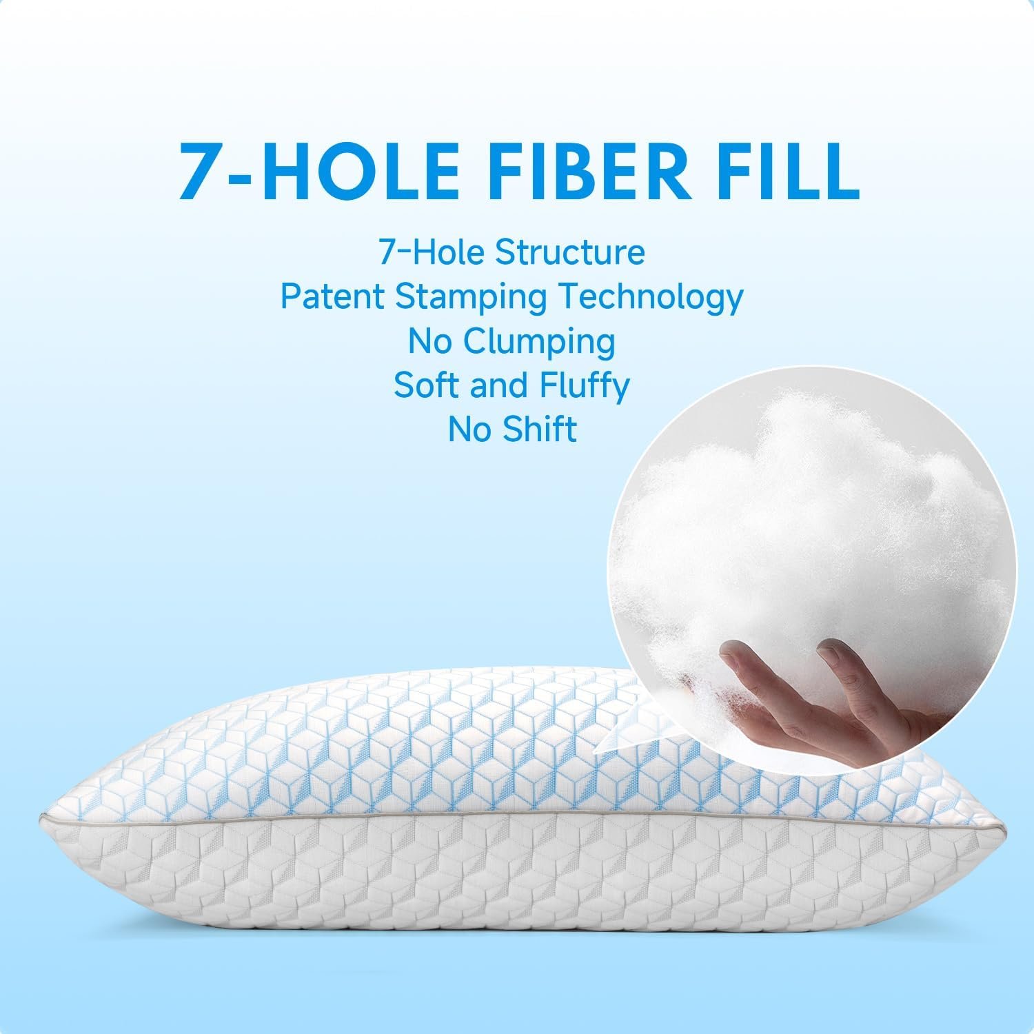 Pillows Queen Size 2 Pack for Sleeping - Hotel Pillows Premium Down Alternative Bed Cooling Pillow for Side, Back, and Stomach Sleepers, Fluffy Soft Microfiber Fill Breathable Skin-Friendly - Image 3
