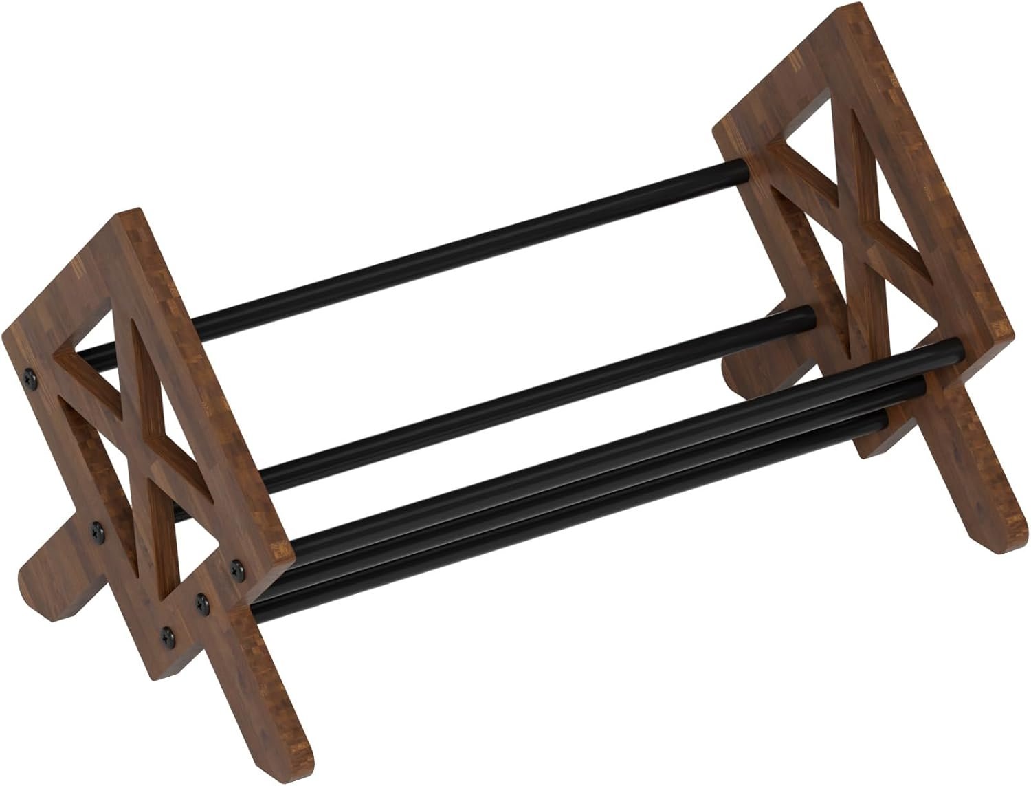 Desktop Bookshelf Organizer, Wood Office Tabletop Book Storage Rack, Tilting Bookcase for Books/CDs/Magazine Display (Black) - Image 4