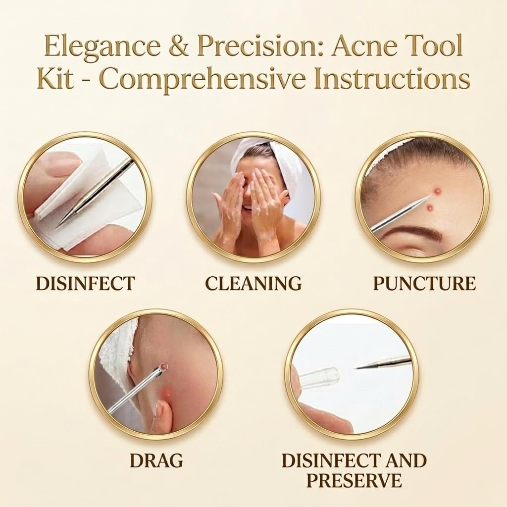 2 Pcs Pimple Extractor Tool 410 Grade Stainless Steel | Comedone Extractor, Pimple Popper, Blackhead Remover for Face, Zit Popper, Pimple Needle for Acne Removal - Image 6