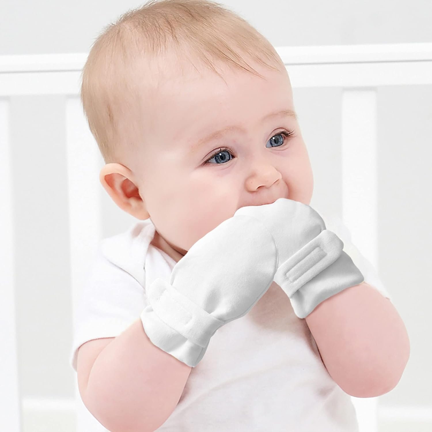 Newborn Baby No Scratch Mittens Stay On, 100% Cotton Breathable, Adjustable Infant Gloves for Baby Boys Girls Mittens - Image 4