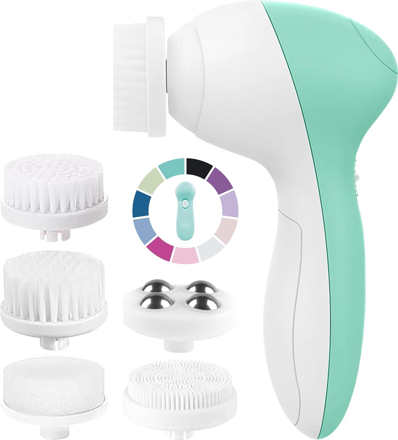 Facial Cleansing Brush Face Scrubber Exfoliating Cleaning Skin Care Cleanser Wash Women Girls Electric Beauty Powered Exfoliator Skincare Spin Tools Scrub Washer Self Care by VISOFO (Opal)