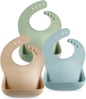 PandaEar Set of 3 Silicone Baby Bib...