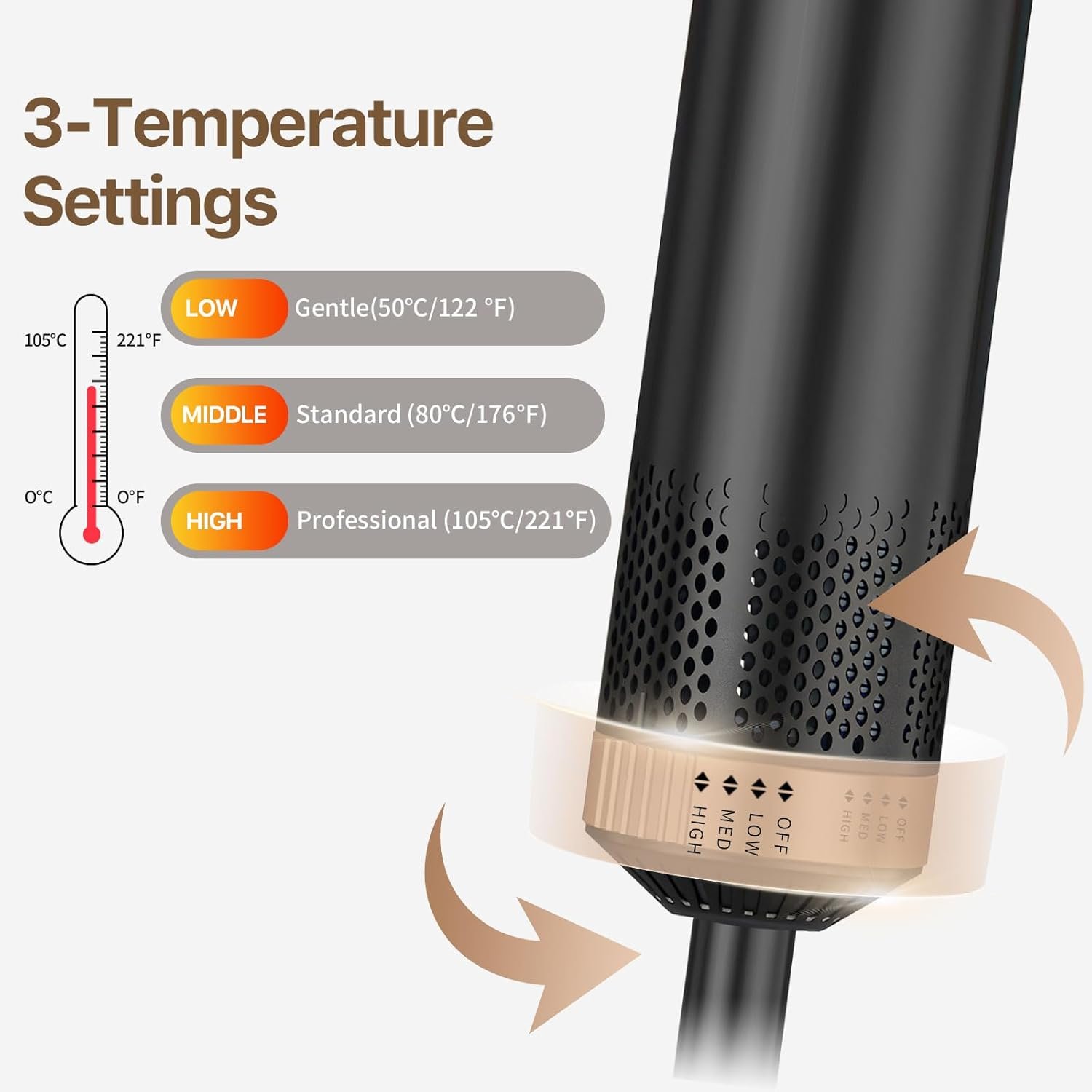 5 in 1 Hair Dryer Brush Set, Fotgear 800W Hot Air Hair Styler Auto Wrap Curlers Multi Hair Styling Tools with 3 Level Temp Settings Suitable for Straight Curl Drying Smoothing Volumizing - Image 3