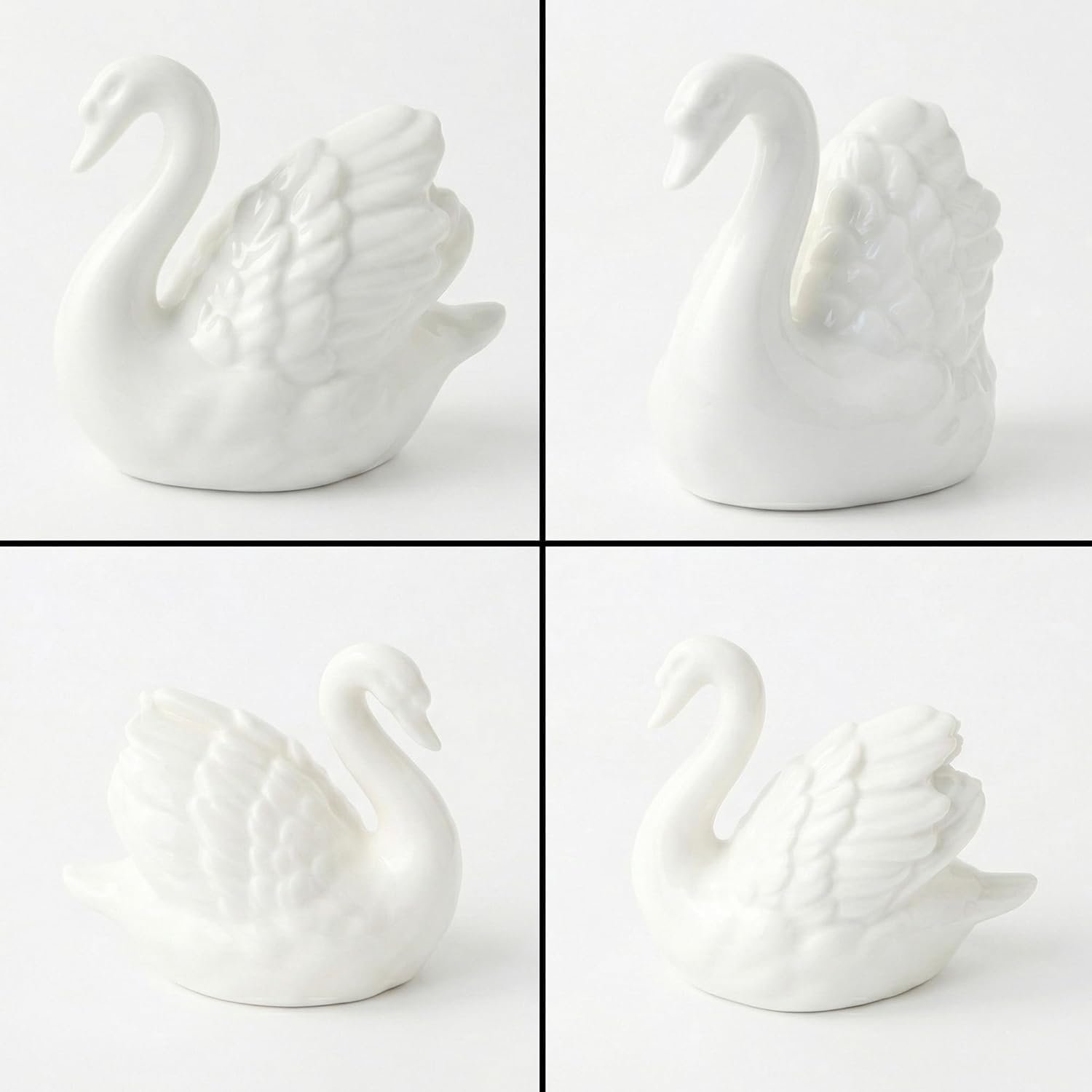 Ceramic Swan Figurine - Modern Minimalist Porcelain Statue Art Decor, Knick Knacks Home Decor for Living Room, Office, Desk, Shelf Decoration (White) - Image 3