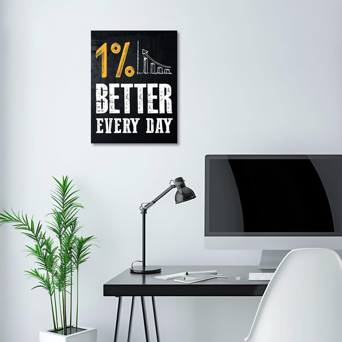 Gwisml Inspirational Canvas Wall Art,1% Better Every Day Motivational Quotes Canvas Frame Painting Prints Posters Artwork For Home Office Wall Decor - Image 6