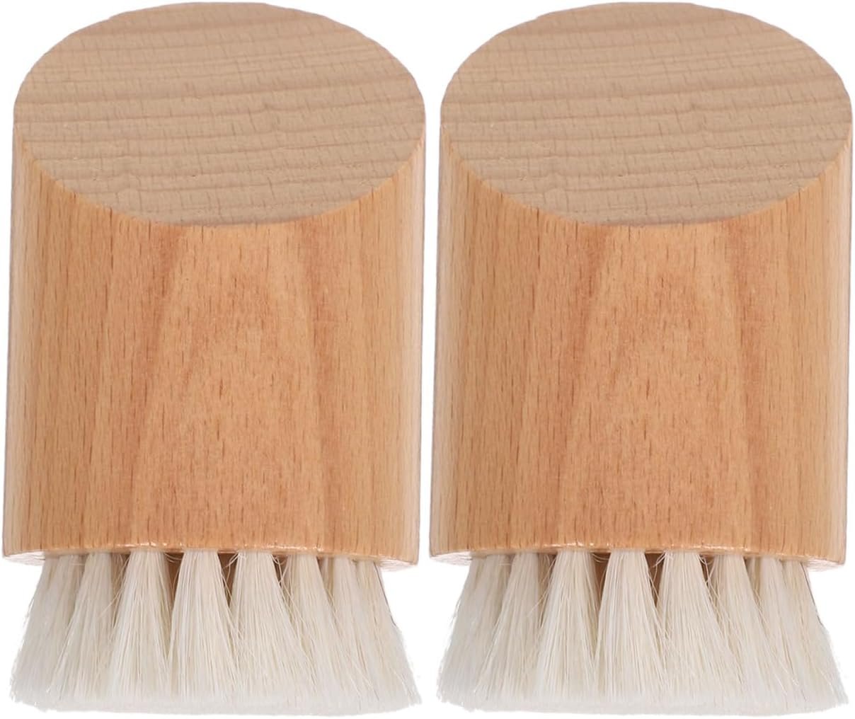 Ciieeo 2pcs Beech Wood Facial Cleansing Brush with Soft Wool Bristles, Manual Face Scrubber for Pore Cleaning and Exfoliation, Handheld Wooden Skincare Tool for Women