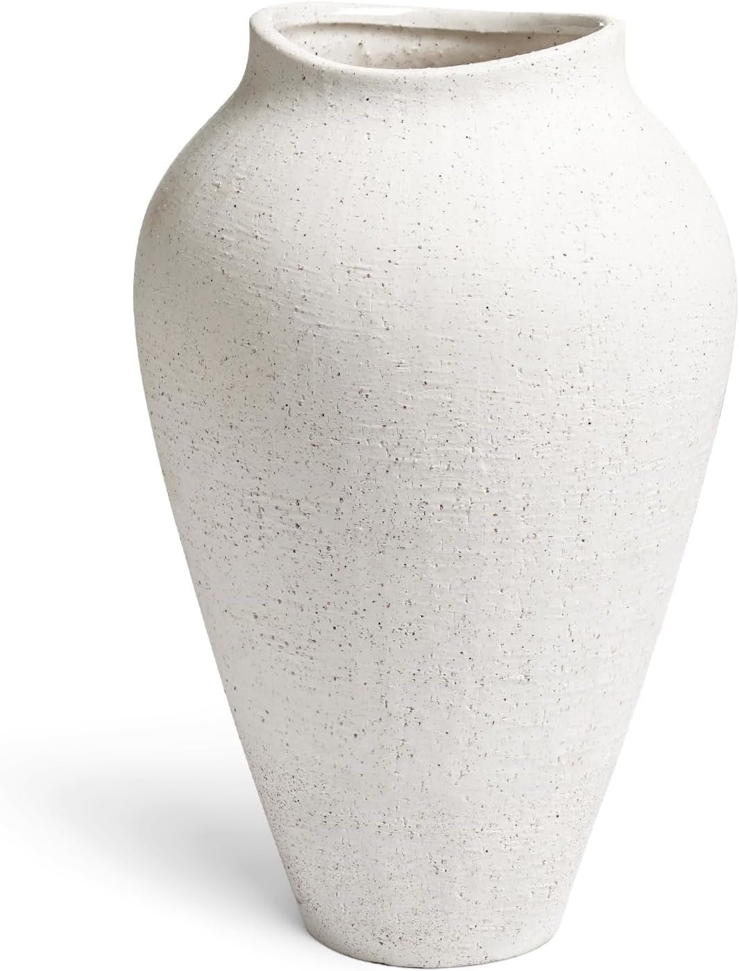 White Ceramic Vase - Large 11.8 Inch Tall Floor Vase for Centerpieces, Farmhouse Rustic Minimalist Home Decor for Living Room, Enterway, Wedding (Sandstone White) - Image 7