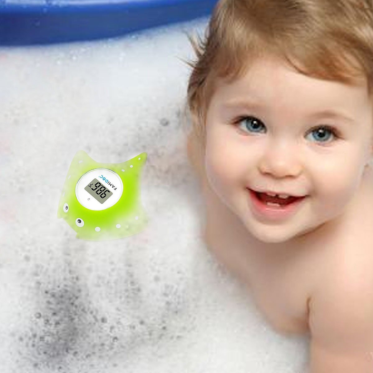 Baby Bath Thermometer with Room Thermometer - Famidoc FDTH-V0-22 New Upgraded Sensor Technology for Baby Health Bath Tub Water Temperature Floating Toy (Green) - Image 2