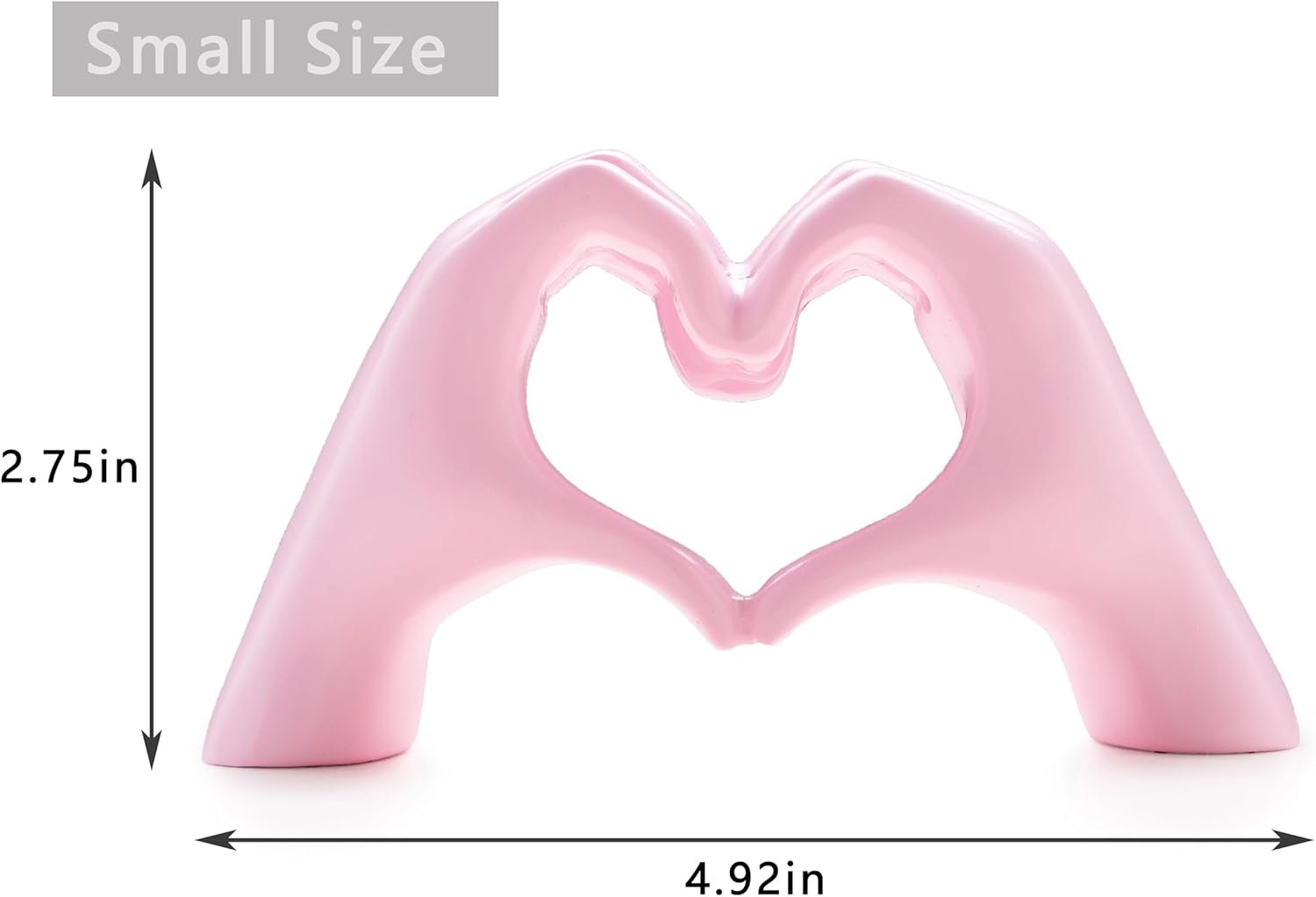 Small Heart Hands Sculpture Decor for Living Room Bedroom Bookshelf Coffe Table and Office Display, Love Finger Statue Modern Aesthetic Home Decor, Unique Gift for Wedding Christmas Birthday (Pink) - Image 4