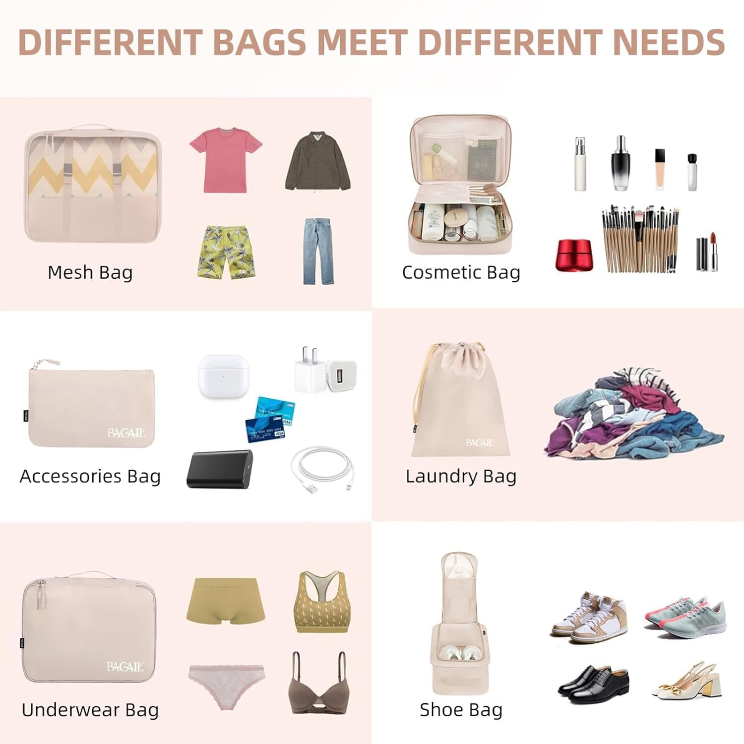 BAGAIL 8 Set Packing Cubes Luggage Packing Organizers for Travel Accessories - Image 4
