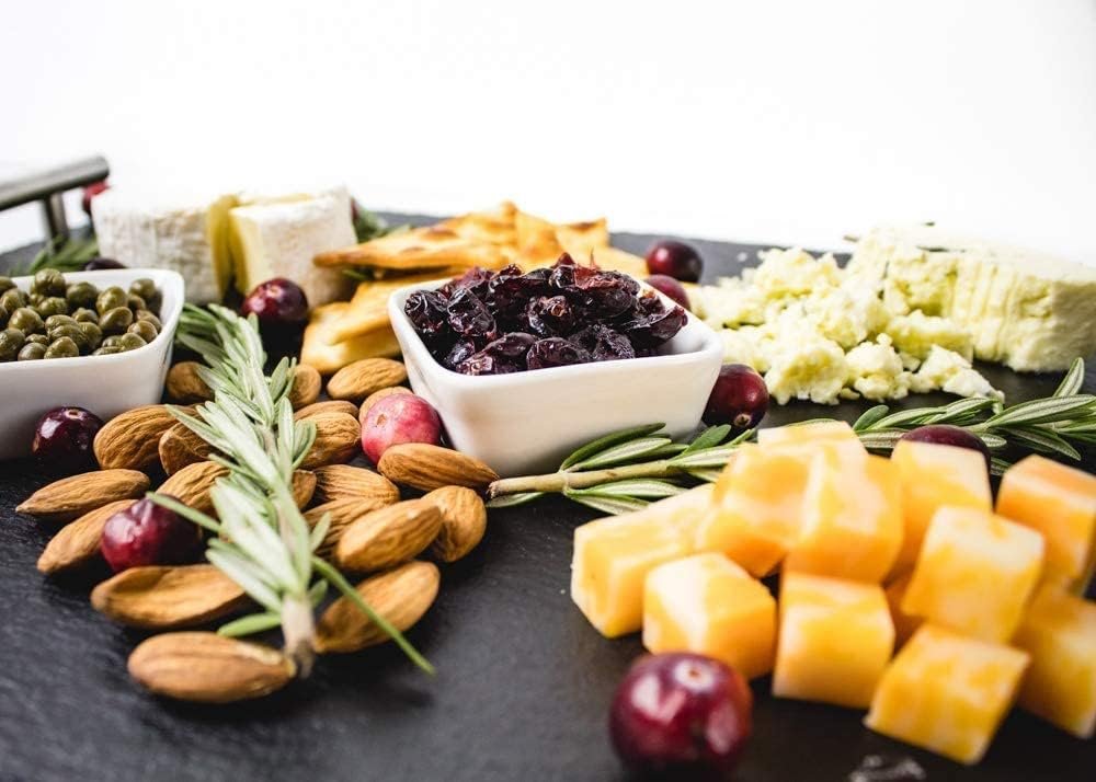 Natural Slate Cheese Board and Knife Set | Charcuterie Board Cheese Knives and Spreader set 14 Pieces 16" x 12" Serving Tray with Black Handle Ceramic Bowls Soapstone - Image 3