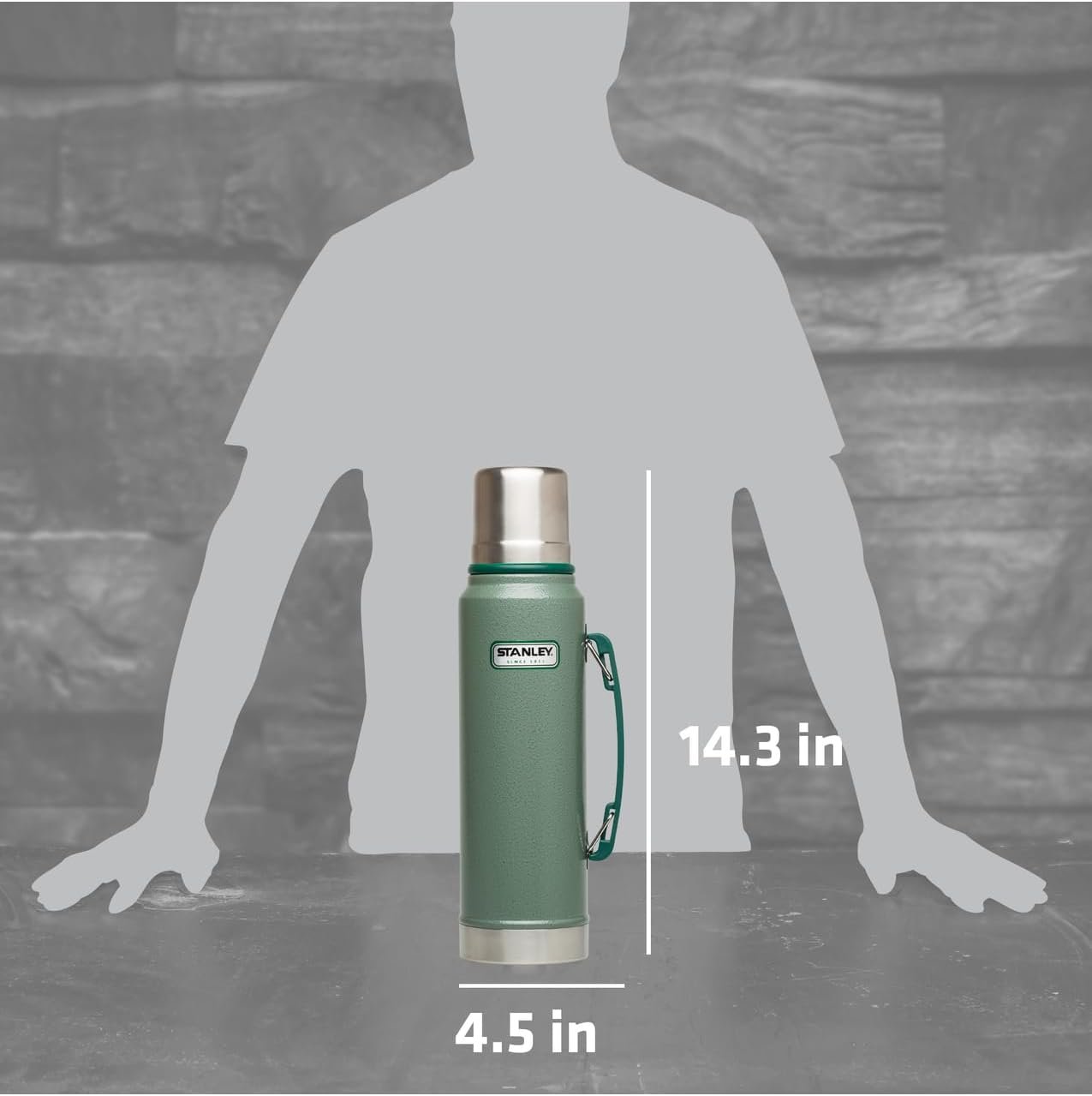 Stanley Heritage Classic Vacuum Bottle with Handle 1.1 qt | Wide Mouth w/Leakproof Cup Lid | Keep Drinks Hot or Cold | Insulated Stainless Steel Thermal Bottle | BPA-Free | Hammertone Green - Image 6