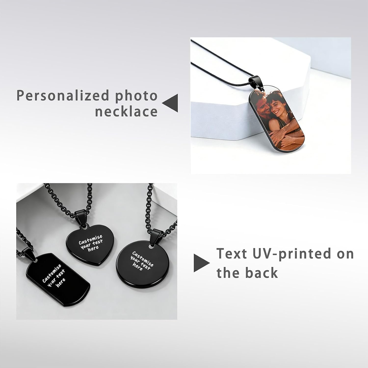 Personalized Necklace for Men - Custom Text & Family Photo Printing - Memorial Keepsake Gift for Dad, Husband, Papa - Image 4