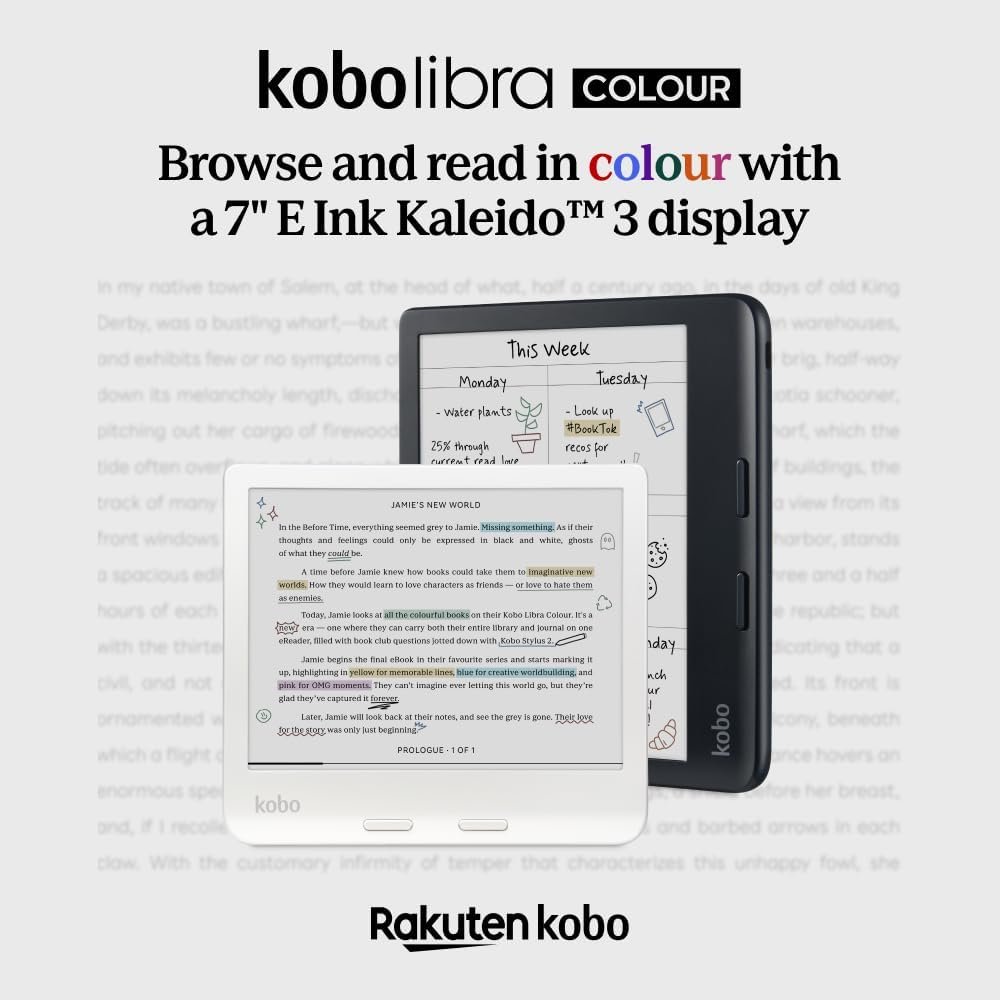 Kobo Libra Colour | eReader | 7" Glare-Free Colour E Ink Kaleido 3 Display | Dark Mode Option | Audiobooks | Waterproof - Image 4