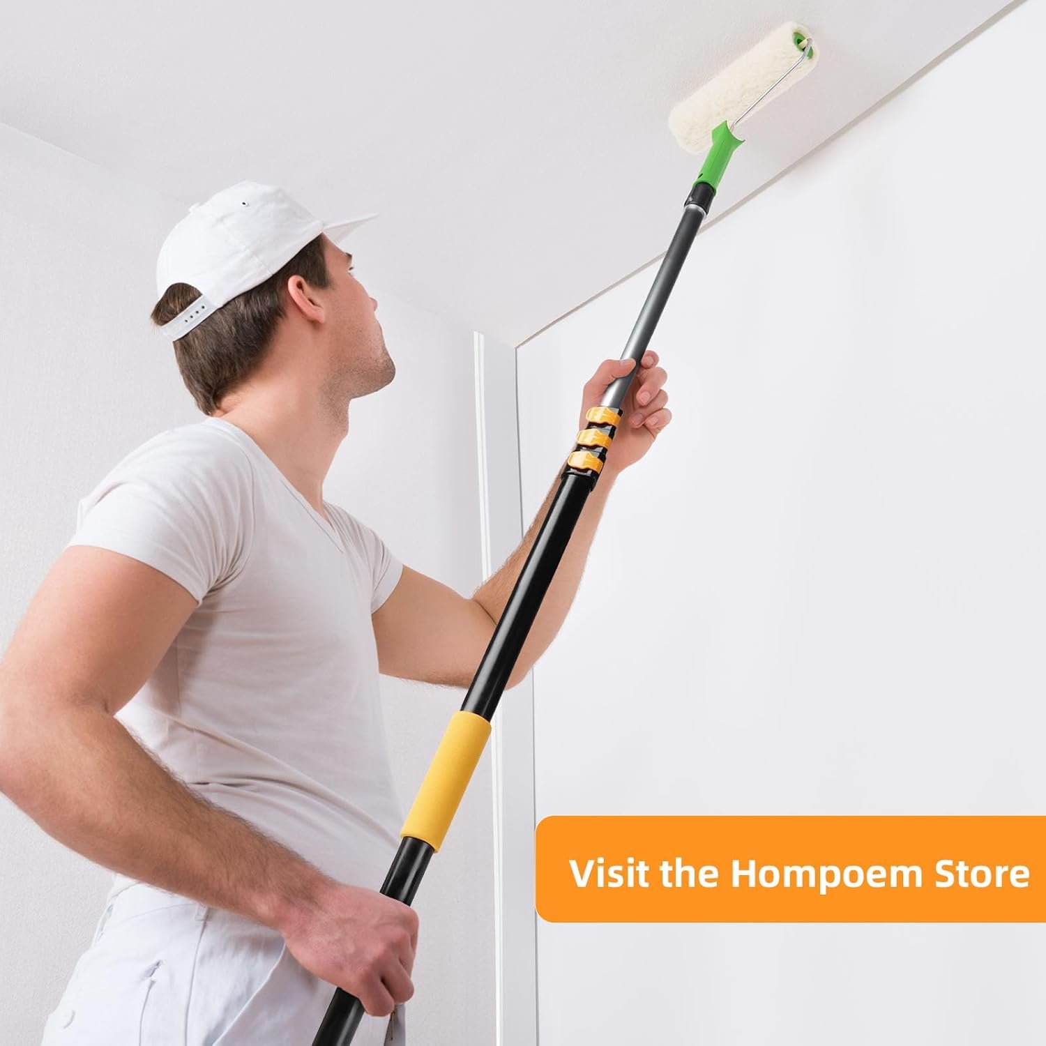 Telescopic Pole, 12FT Telescopic Extension Pole, 3-12FT Multi-Purpose Extension Pole with Universal Metal Tip, Sturdy Extendable Pole, Best Aluminum Paint Roller Extension Pole for Cleaning, Painting - Image 9