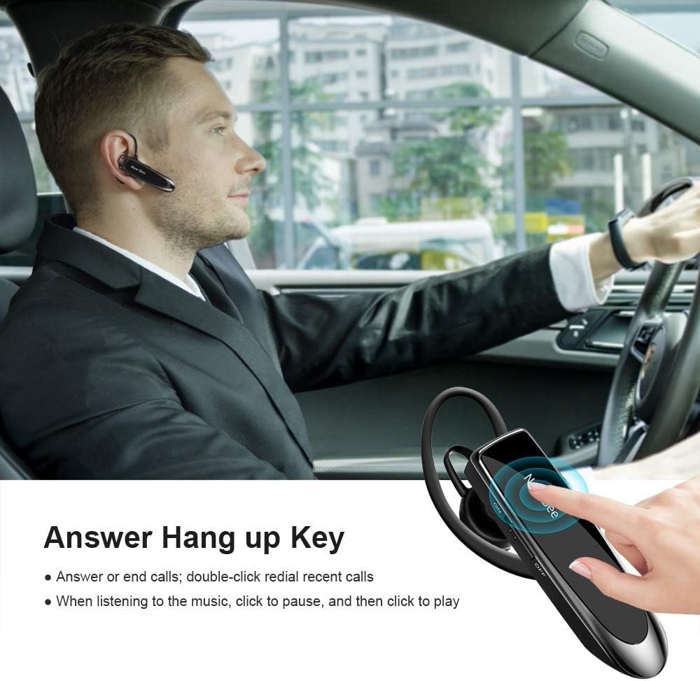 Bluetooth Headset New Bee 24Hrs V5.0 Bluetooth Earpiece Wireless Handsfree Driving Headset with Noise Canceling Mic Headset Case for iPhone Samsung Android Mobile Cell Phone Tablets Office - Image 5