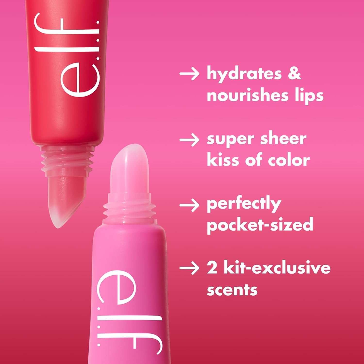 e.l.f. Squeeze Me More Lip Balm Duo, Moisturizing Balm For A Sheer Tint Of Colour, Made With Hyaluronic Acid, Vegan & Cruelty-Free, Cherry & Bubblegum - Image 5