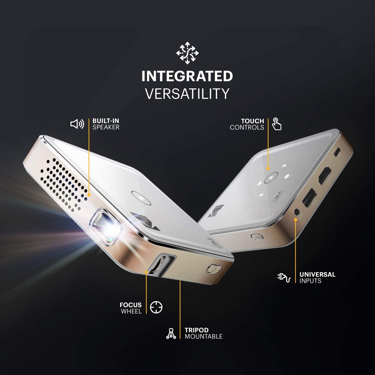 Kodak Ultra Mini Portable Projector - HD 1080p Support LED DLP Rechargeable Pico - 100 Display Built-in Speaker - HDMI USB and Micro SD - Compatible with iPhone iPad Android Phones" - Image 3