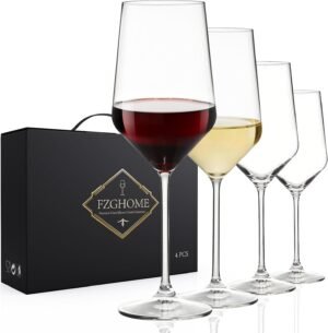 Red Wine Glasses Set of 4 Hand Blow...
