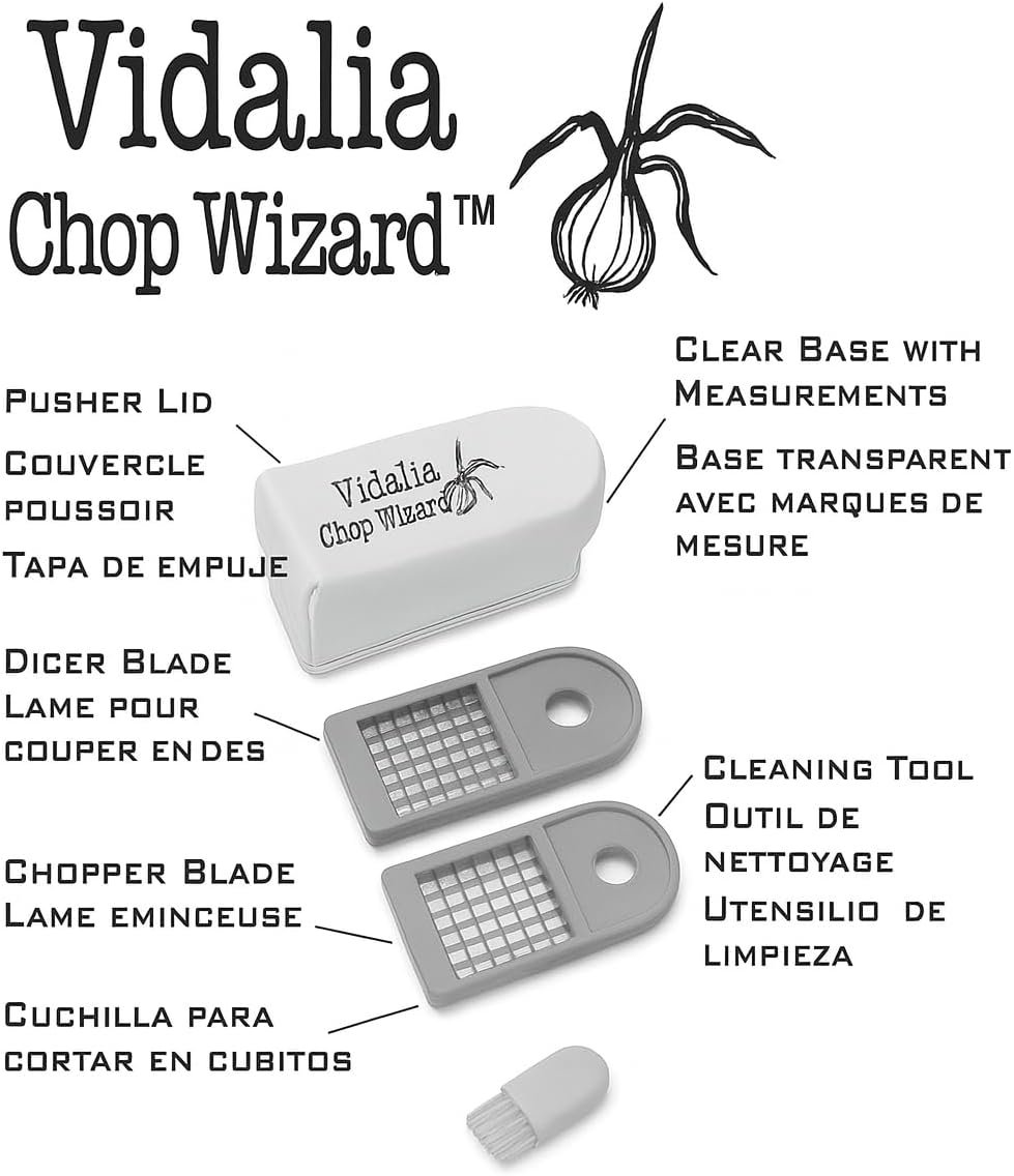 Vidalia Chop Wizard Vegetable Chopper – Original As Seen On TV Food Dicer with 2 Stainless Steel Blades, Large 2-Cup Container, Cleaning Tool, Dishwasher Safe Onion & Vegetable and Fruit Cutter - Image 6
