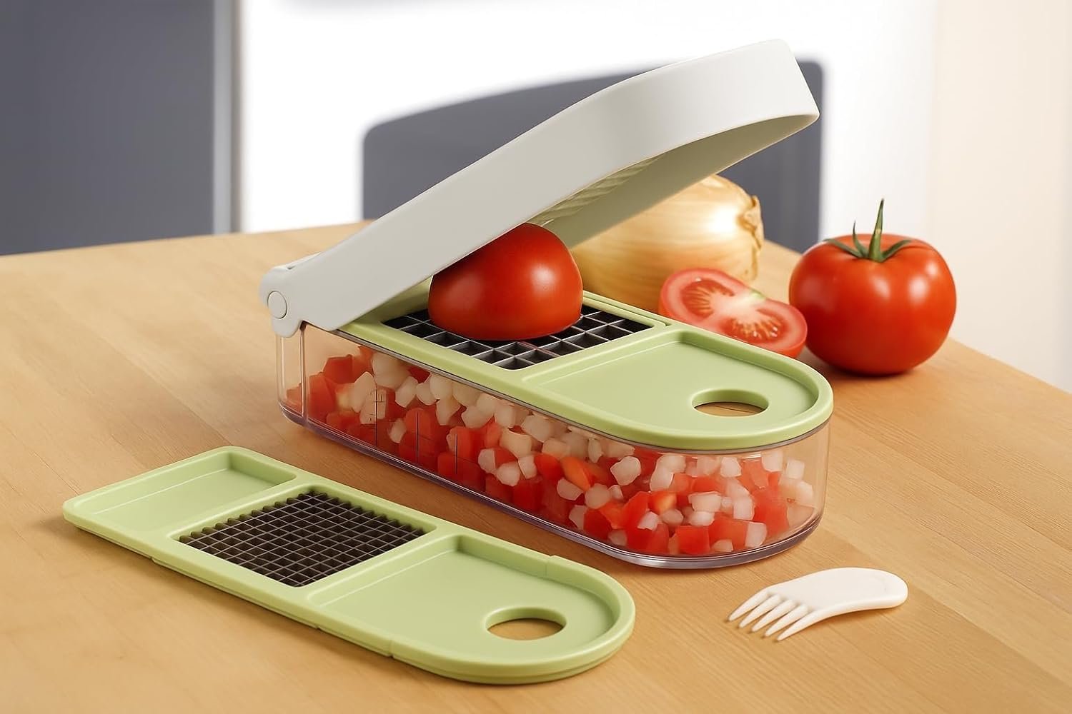 Vidalia Chop Wizard Vegetable Chopper – Original As Seen On TV Food Dicer with 2 Stainless Steel Blades, Large 2-Cup Container, Cleaning Tool, Dishwasher Safe Onion & Vegetable and Fruit Cutter - Image 2