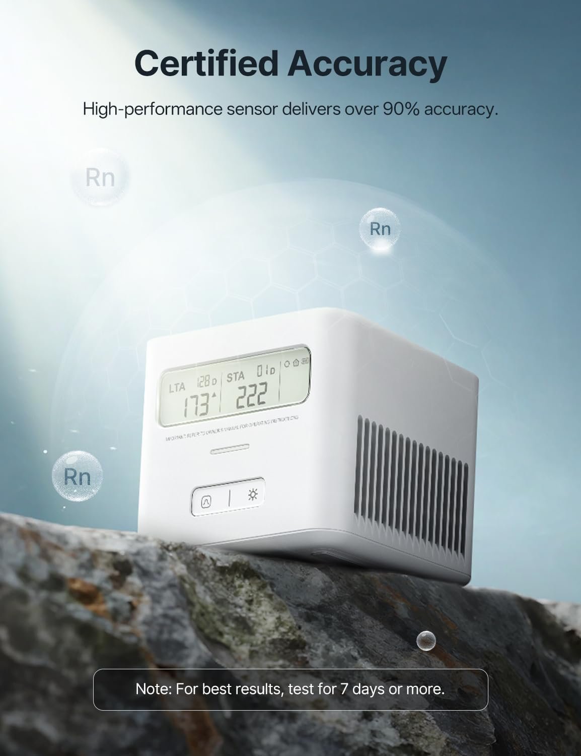 X-Sense Radon Detector for Home, Easy to Use, Zero Lab Fees, No Installation Required, Continuous Monitoring with Clear LCD Screen in pCi/L or Bq/m³, Battery Operated, XR0A-SR - Image 2